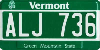 VT license plate ALJ736