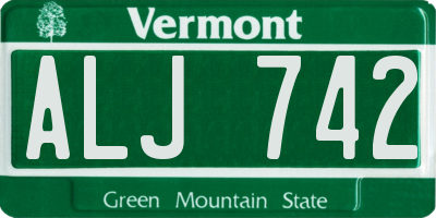 VT license plate ALJ742