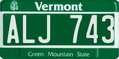 VT license plate ALJ743