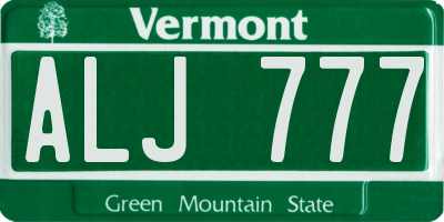 VT license plate ALJ777
