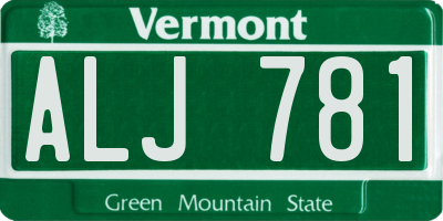 VT license plate ALJ781