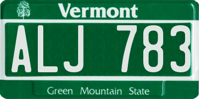 VT license plate ALJ783