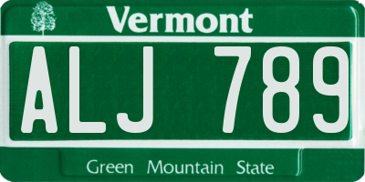 VT license plate ALJ789