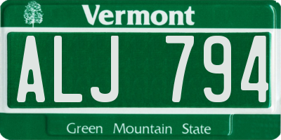 VT license plate ALJ794
