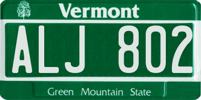 VT license plate ALJ802