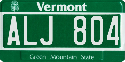 VT license plate ALJ804