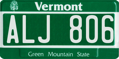 VT license plate ALJ806