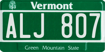 VT license plate ALJ807