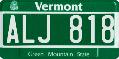 VT license plate ALJ818