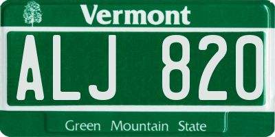VT license plate ALJ820