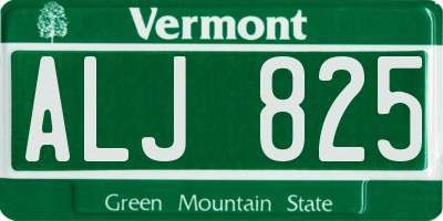 VT license plate ALJ825