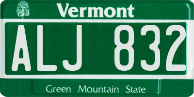 VT license plate ALJ832