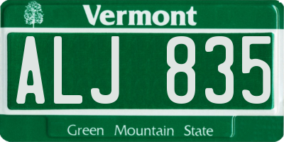 VT license plate ALJ835