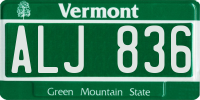 VT license plate ALJ836