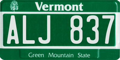VT license plate ALJ837