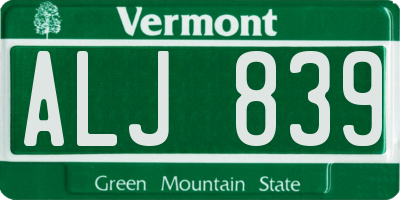 VT license plate ALJ839