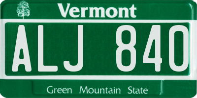 VT license plate ALJ840