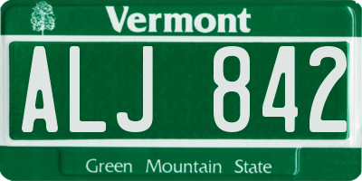 VT license plate ALJ842
