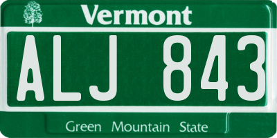 VT license plate ALJ843