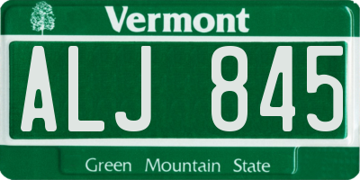 VT license plate ALJ845