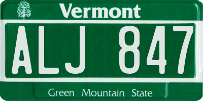 VT license plate ALJ847