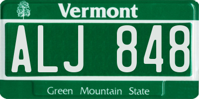 VT license plate ALJ848