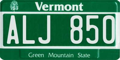 VT license plate ALJ850