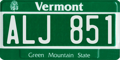VT license plate ALJ851
