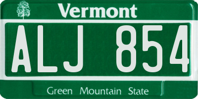 VT license plate ALJ854