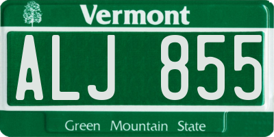 VT license plate ALJ855