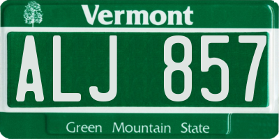 VT license plate ALJ857