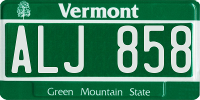 VT license plate ALJ858