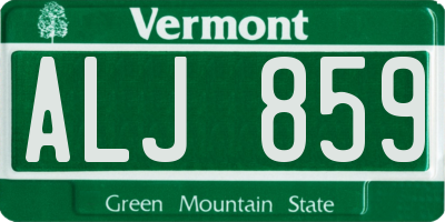 VT license plate ALJ859
