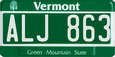 VT license plate ALJ863