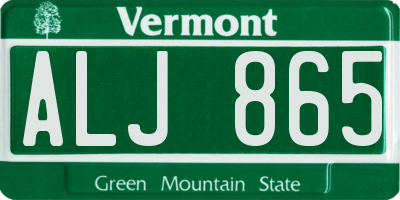 VT license plate ALJ865
