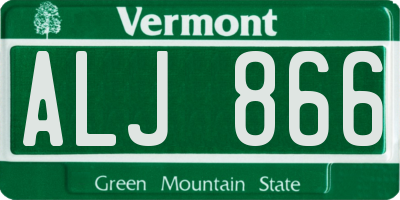 VT license plate ALJ866