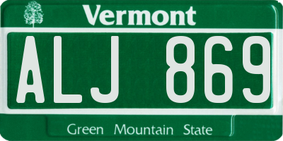VT license plate ALJ869