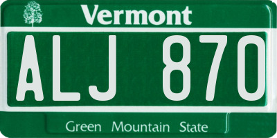 VT license plate ALJ870