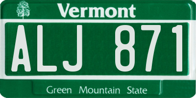 VT license plate ALJ871