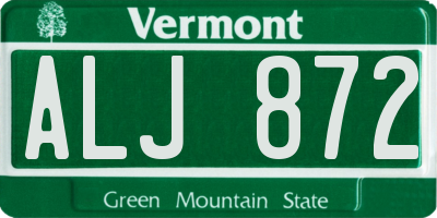 VT license plate ALJ872