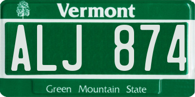 VT license plate ALJ874