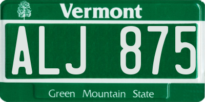 VT license plate ALJ875