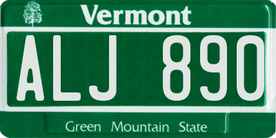 VT license plate ALJ890