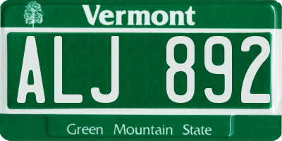 VT license plate ALJ892