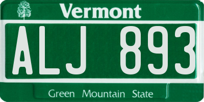 VT license plate ALJ893