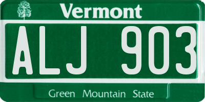 VT license plate ALJ903