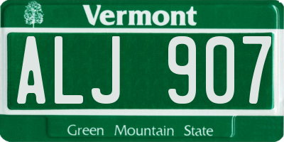 VT license plate ALJ907