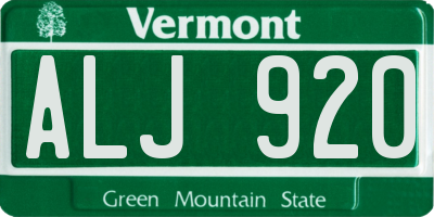 VT license plate ALJ920