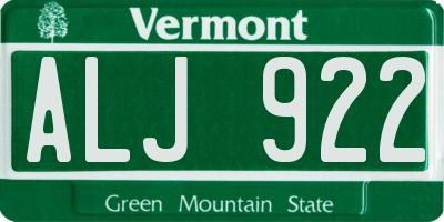 VT license plate ALJ922