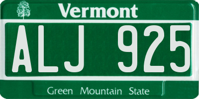 VT license plate ALJ925